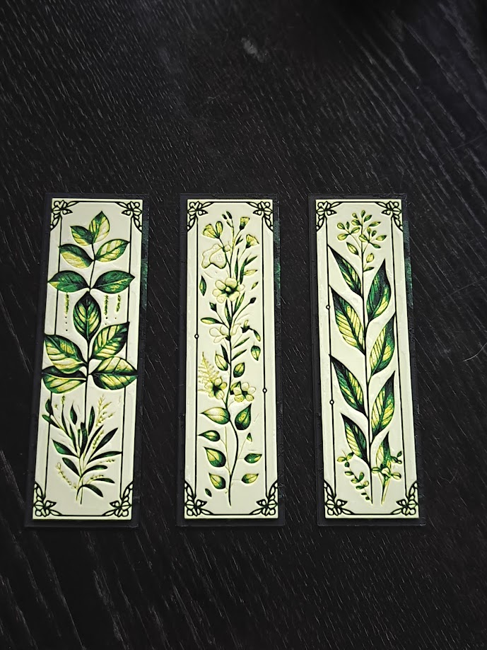 Set van 3 Boekenleggers - Floral - (groen) - g0c8n4