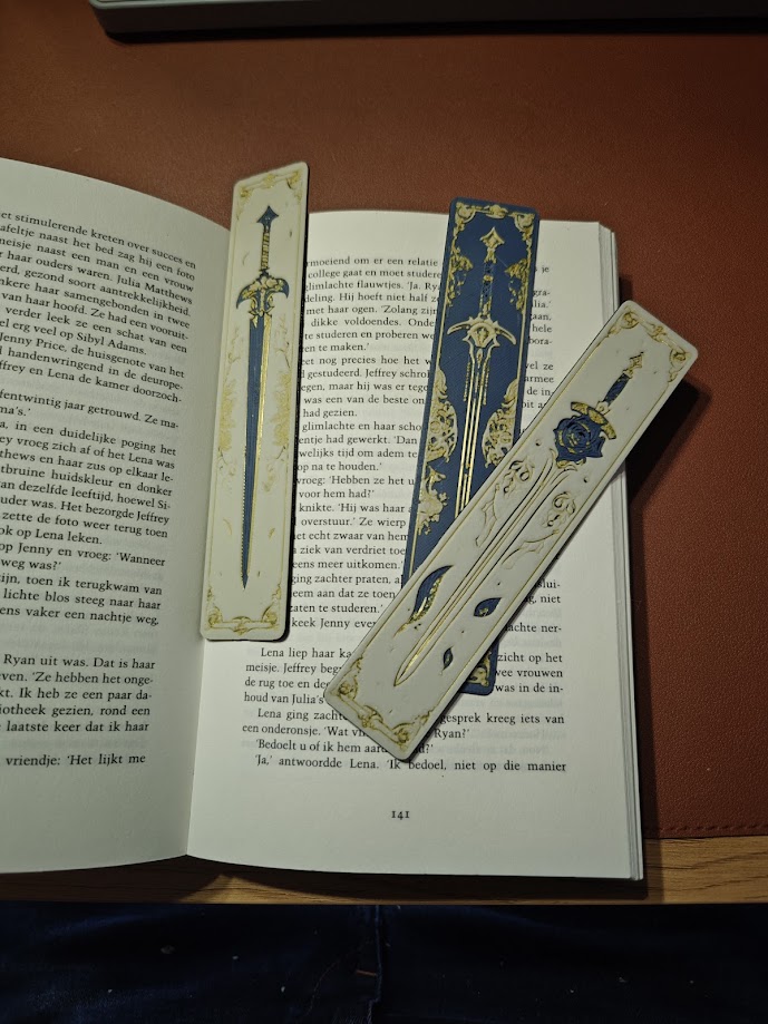 Set van 3 Boekenleggers - blossem - (blauw-eryone gold) - 2u94rn