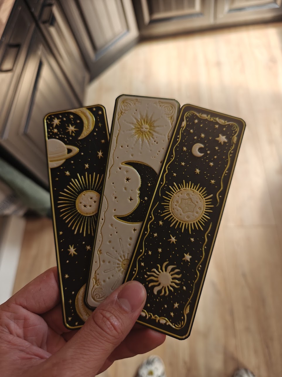 Set van 3 Boekenleggers - celestial-dreams-v2 (zwart-eryone gold-wit) - 8h9x1p