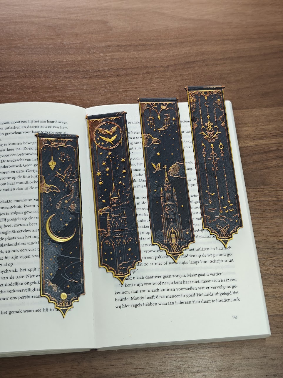 Set van 4 Boekenleggers - hogwards v2 - (copper-gold) - 71439x